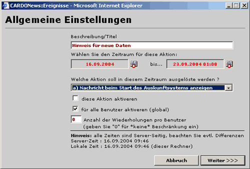 Assistent zur Erfassung von Nachrichten, Seite 1